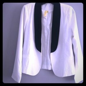 White blazer with black collar